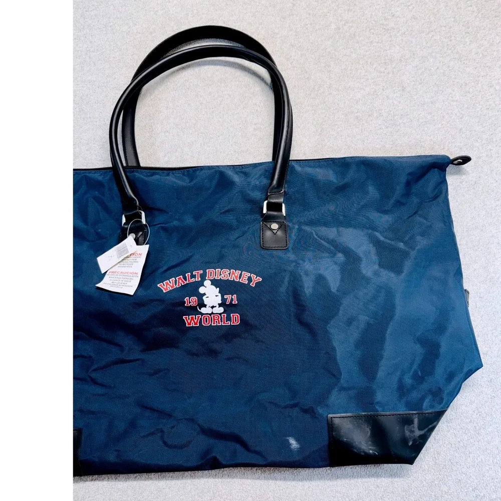 Walt Disney World 1971 Packable Weekender Duffel Travel Bag Blue Mickey Tote NWT